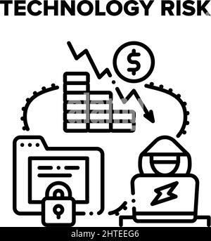 Technology Risk Vector Concept Black Illustration Illustrazione Vettoriale