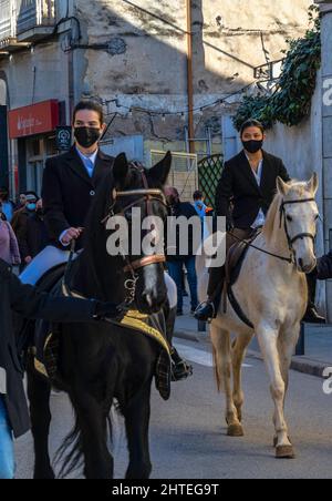 Sfilata del giorno di Sant Antoni, Sant Feliu de Codines, Catalogna, Spagna. Foto Stock