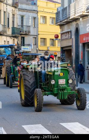 Sfilata del giorno di Sant Antoni, Sant Feliu de Codines, Catalogna, Spagna. Foto Stock