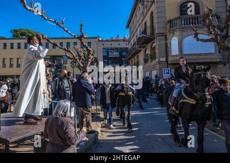 Sfilata del giorno di Sant Antoni, Sant Feliu de Codines, Catalogna, Spagna. Foto Stock
