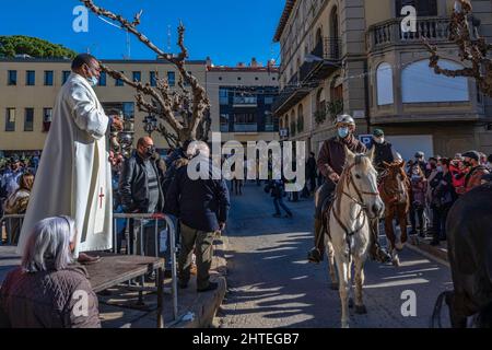 Sfilata del giorno di Sant Antoni, Sant Feliu de Codines, Catalogna, Spagna. Foto Stock