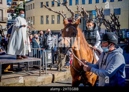 Sfilata del giorno di Sant Antoni, Sant Feliu de Codines, Catalogna, Spagna. Foto Stock