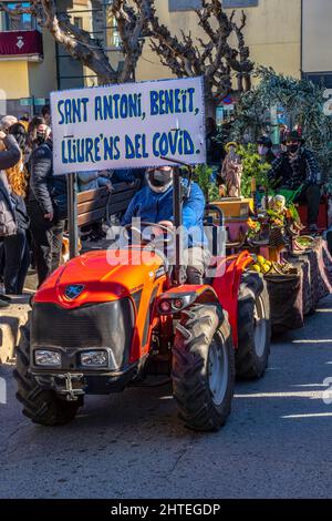 Sfilata del giorno di Sant Antoni, Sant Feliu de Codines, Catalogna, Spagna. Foto Stock