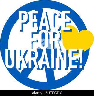 Pace per l'Ucraina scritte su icona. Icona di sostegno per le persone a Kiev e in Ucraina. Resta forte insieme. Simbolo patriottico, icona.-SupplementalCategories Illustrazione Vettoriale