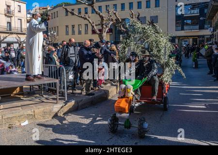 Sfilata del giorno di Sant Antoni, Sant Feliu de Codines, Catalogna, Spagna. Foto Stock