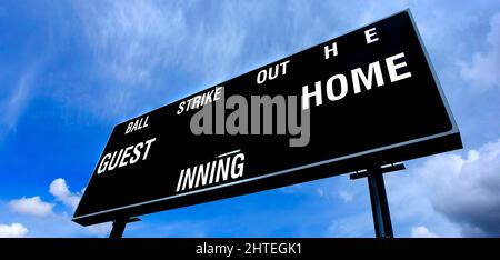 Punteggio del gioco del gioco del gioco del tabellone del punteggio del baseball Foto Stock