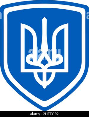Stemma dell'Ucraina su scudo blu-SupplementalCategories+=immagini Illustrazione Vettoriale