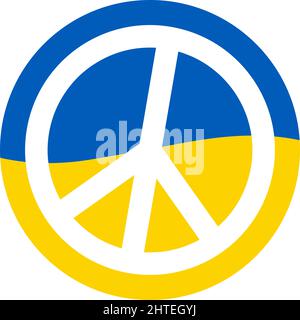 Bandiera Ucraina in cerchio con icona di pace. Salvare il concetto di Ucraina. Vettore ucraino simbolo, icona, pulsante.-SupplementalCategories+=immagini Illustrazione Vettoriale