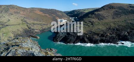 Immagine panoramica di Boscastle in Cornovaglia Foto Stock