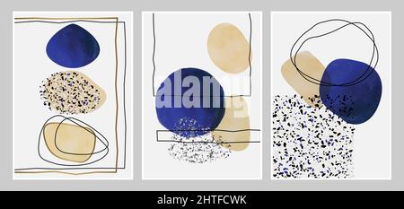 Arte moderna di metà secolo o pittura geometrica digitale Illustrazione Vettoriale