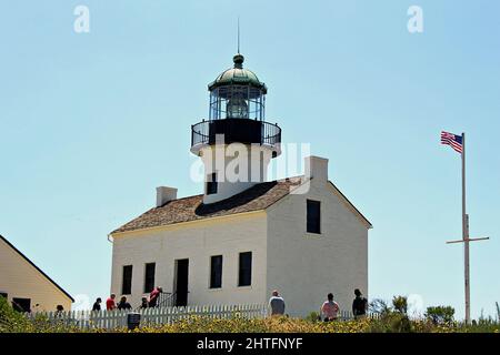 Splendida vista sul faro di Old Point Loma a San Diego, Stati Uniti Foto Stock