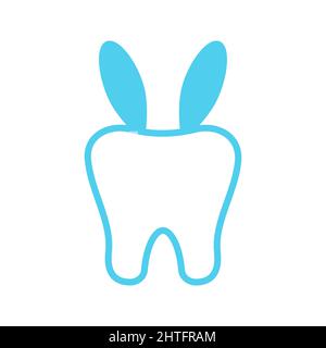 Coniglio pasquale denti dentaria icona isolata su sfondo bianco. Illustrazione Vettoriale