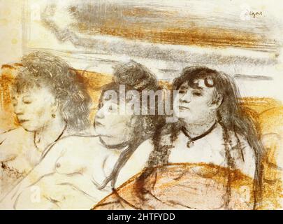 Edgar Degas - tre ragazze che siedono in faccia 1879 Foto Stock
