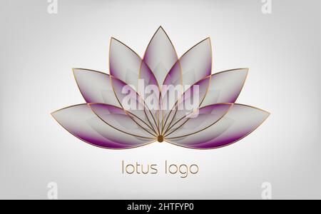 Colorato logo Lotus, Flower of Life. Geometria sacra. Simbolo di armonia ed equilibrio. Segno di purezza. Vettore di disegno Chakra Yoga isolato su bianco Illustrazione Vettoriale