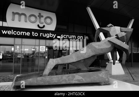 La stazione di servizio della New Rugby Motorway sull'autostrada M6 a Warwickshire UK Foto Stock