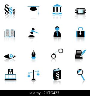 Semplice illustrazione di varie icone digitali su uno sfondo piano Foto Stock