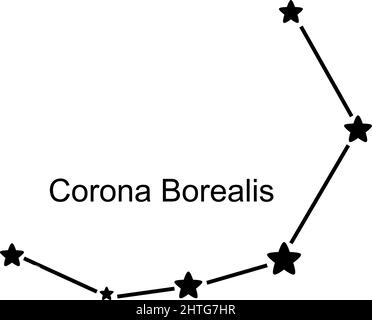 Costellazione Corona borealis su sfondo bianco, illustrazione vettoriale Illustrazione Vettoriale