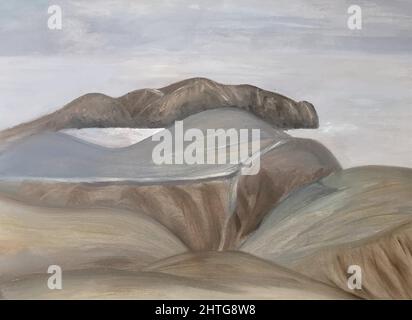 Paesaggio, montagne e mare, pittura disegnata a mano, sfondo grigio della natura. Illustrazione vettoriale Illustrazione Vettoriale