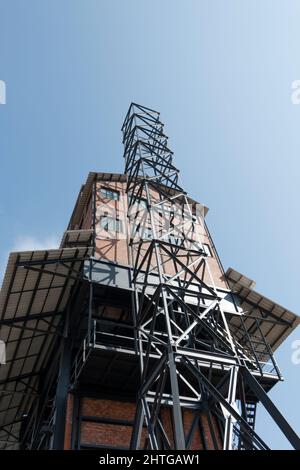 La storica cashouse in fase di restauro e si trasforma in un museo e centro culturale. Gashouse invita i visitatori a esplorare il patrimonio industriale. Foto Stock