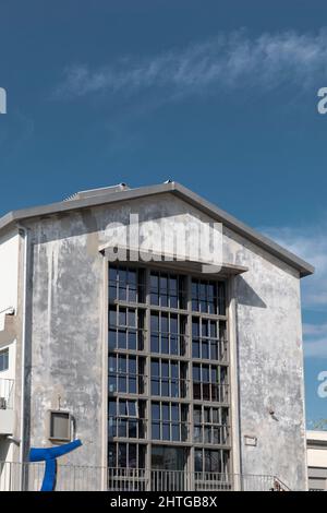 La storica cashouse in fase di restauro e si trasforma in un museo e centro culturale. Gashouse invita i visitatori a esplorare il patrimonio industriale. Foto Stock