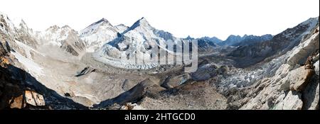 Vista panoramica serale del Monte Everest isolato su sfondo bianco del cielo da Kala Patthar, Sagarmatha parco nazionale, Khumbu Walley, Solukhumbu, Nepal Foto Stock