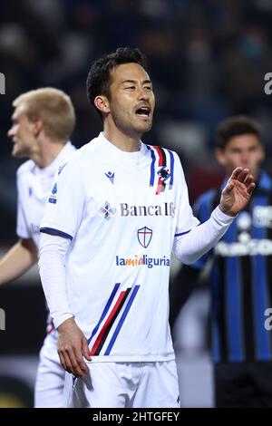 Bergamo, Italia. 28th Feb 2022. Gewiss Stadium, Bergamo, Italia, 28 febbraio 2022, Maya Yoshida (UC Sampdoria) reagisce durante Atalanta BC vs UC Sampdoria - Italian soccer Serie A Match Credit: Live Media Publishing Group/Alamy Live News Foto Stock