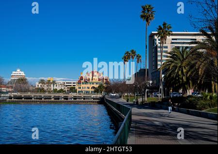 Stockton Downtown Waterfront, California Foto Stock