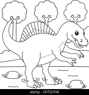 Spinosaurus Coloring Page for Kids Illustrazione Vettoriale