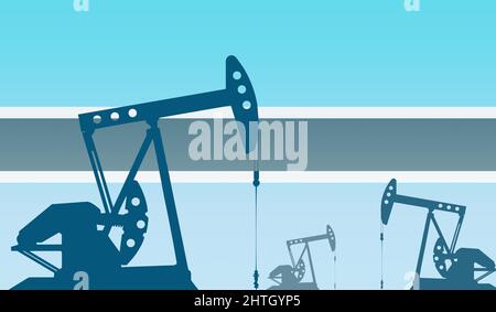 Silhouette della pompa dell'olio contro la bandiera del Botswana. Petrolio greggio e gas di grado di estrazione. Concetto di giacimenti petroliferi e società petrolifere, mercato degli idrocarburi, Foto Stock