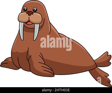 Illustrazione di Walrus Cartoon Clipart Animal Illustrazione Vettoriale