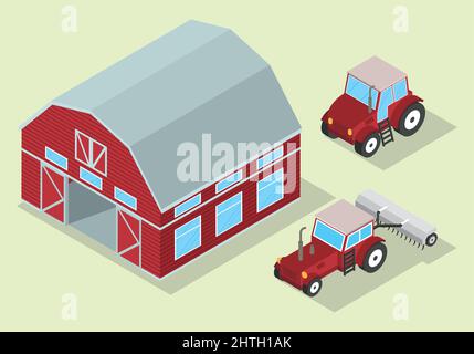 l'agricoltura isometrica imposta tre icone Illustrazione Vettoriale