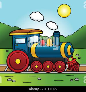 Locomotiva a vapore Cartoon veicolo Illustrazione Illustrazione Vettoriale