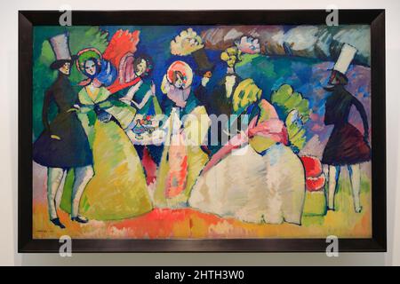 Il gruppo di pittura ad olio in crinoline 1909 di Vasily Kandinsky mostra in Solomon R.Guggenheim Museum.Manhattan.New York City.USA Foto Stock
