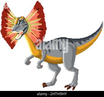 Dilophosaurus dinosauro su sfondo bianco illustrazione Illustrazione Vettoriale