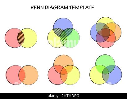 Diagramma Venn Doodle. Modello infografico disegnato a mano. Illustrazione vettoriale. Illustrazione Vettoriale