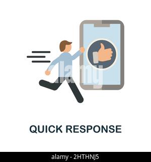 Icona piatta di Quick Response. Segno elemento colorato dalla raccolta feedback. Flat Quick Response icona segno per web design, infografica e altro ancora. Illustrazione Vettoriale