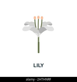 Icona Lily Flat. Simbolo colorato della collezione di fiori. Flat Lily icona segno per il web design, infografica e più. Illustrazione Vettoriale