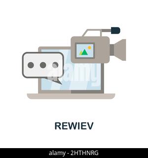 Icona piatta di Rewiev. Segno elemento colorato dalla raccolta feedback. Flat Rewiev icona segno per il web design, infografica e altro ancora. Illustrazione Vettoriale