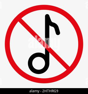 Nessuna icona del vettore musicale su sfondo bianco Illustrazione Vettoriale