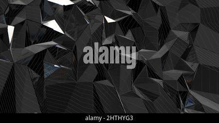Superficie poligonale nera 3D sfondo di rendering Foto Stock