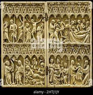 Dittico con scene della vita di Cristo e della Passione. Parigi 1360-1380 Francese, Francia, Avorio, Palazzo Madama, Casaparte degli Acaja, palazzo di Torino, Italia, Foto Stock