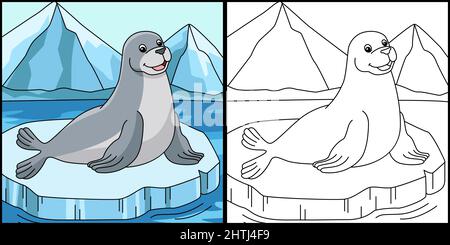 Illustrazione di Seal Coloring Page Animal Illustrazione Vettoriale