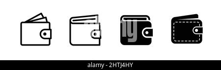 Set di icone del portafoglio, elemento di design relativo al risparmio di denaro Illustrazione Vettoriale