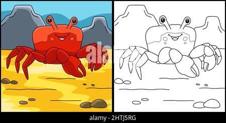 Red Jamaican Crab Coloring Page Illustration Illustrazione Vettoriale