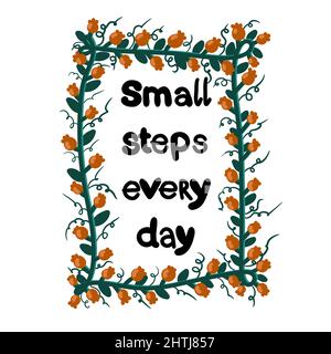 Testo messaggio fiori bacche cornice per adesivi e carte e riviste e poster, giornali e slogan Foto Stock