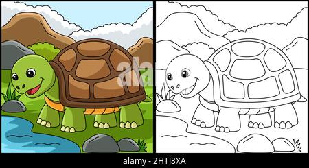 Turtle coloring Page Animal Illustration Illustrazione Vettoriale