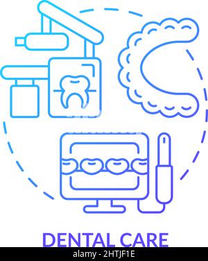 Icona del concetto di gradiente blu per la cura dei denti Illustrazione Vettoriale