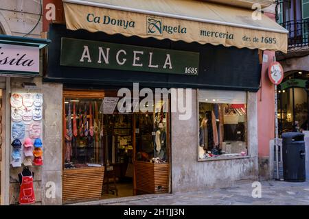 Angela Haberdashery, fondata nel 1685, Palma, Maiorca, Isole Baleari, Spagna Foto Stock