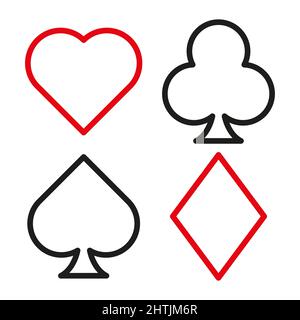 Icona vettoriale dei simboli delle carte da gioco. Icona del poker. Illustrazione Vettoriale