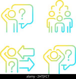 Porre e rispondere alle domande Set di icone vettoriali lineari sfumate Illustrazione Vettoriale